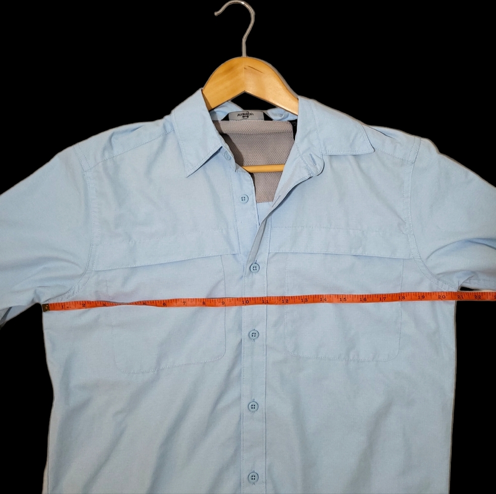 WRANGLER SHIRT MENS SMALL LIGHT BLUE SHORT SLEEVE BUTTON UP COLLARD - Picture 3 of 7